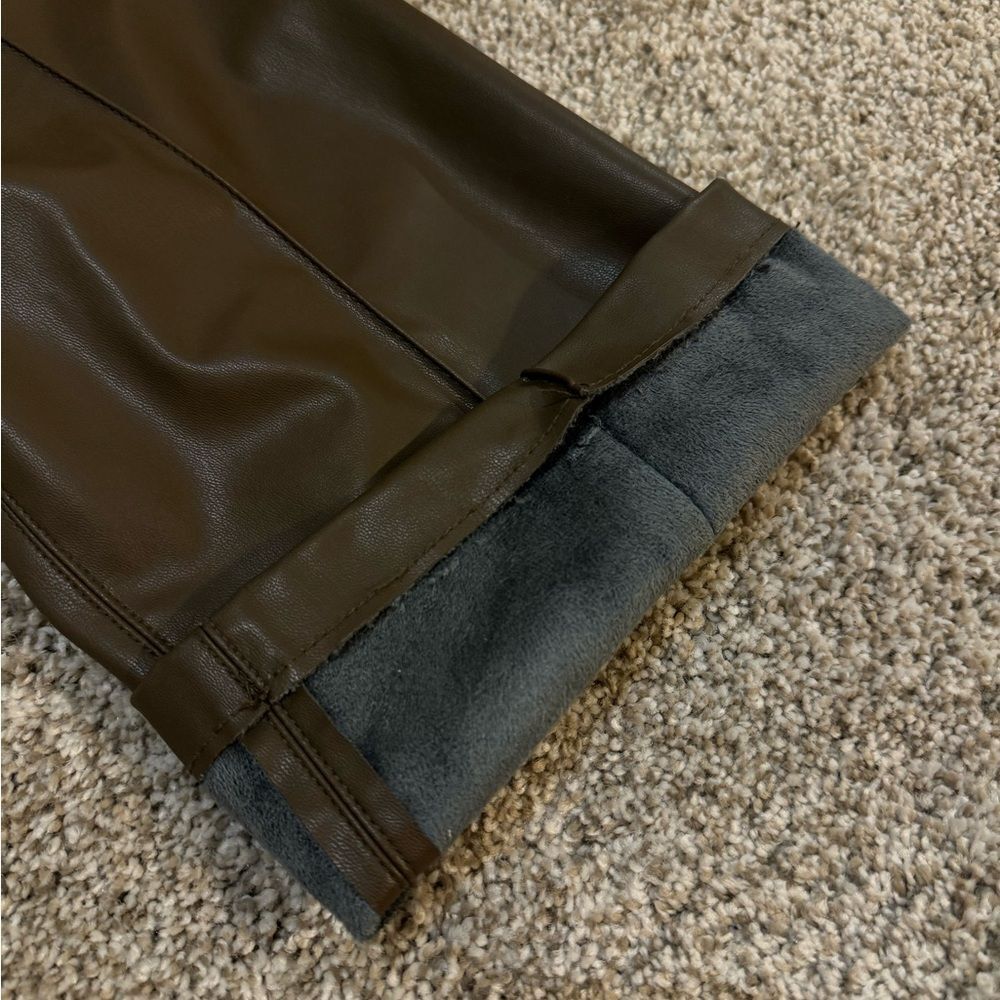 Women’s Zara Faux Leather Fleece-Lined Pants | XS | Chocolate Brown - Picture 8 of 8
